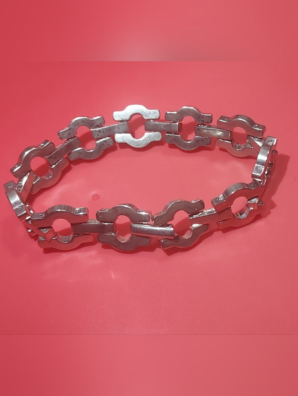 Vintage Mexico 925 Sterling Silver Heavy Unisex Link Bracelet 44g Rare 8.25"(L)